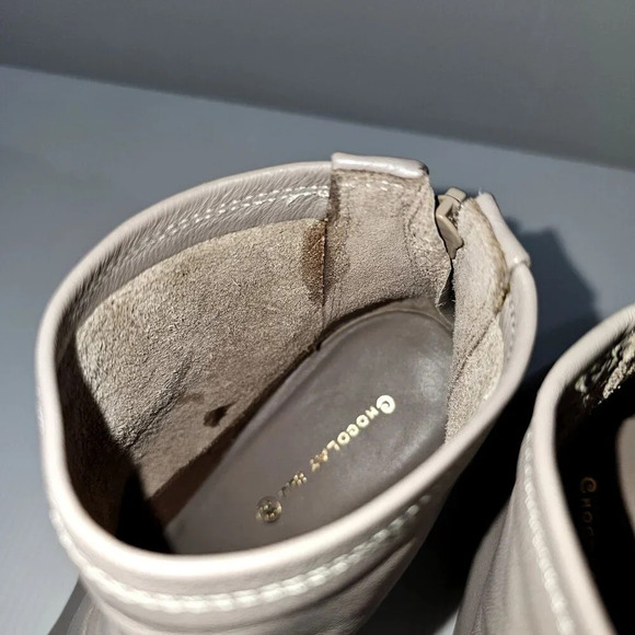 Chocolat Blu Boston Ankle Boot Womens EU 38 Taupe Gray Leather Block Heel Fall - Picture 10 of 16